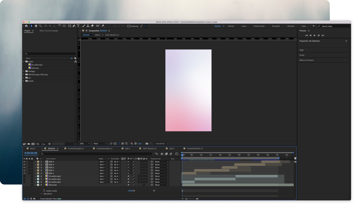 Screenshot of After Effects video template