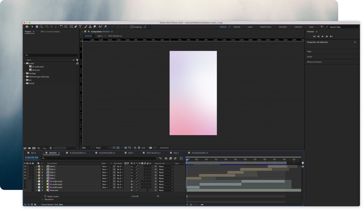 Screenshot of After Effects video template
